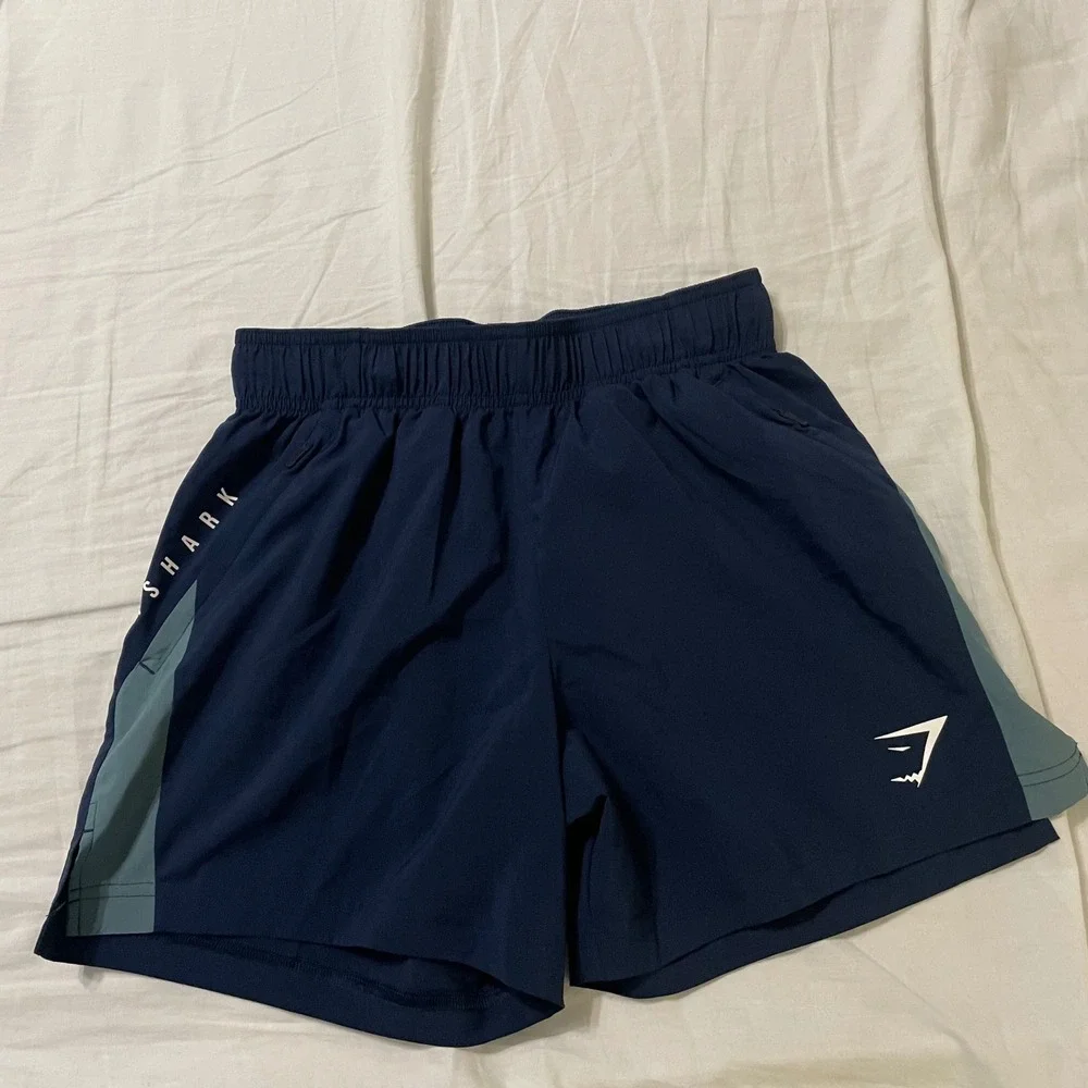 Gymshark Athletic Shorts Mens XS Navy Blue A2A8K Sport Workout Training Zippered